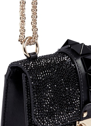 Detail View - Click To Enlarge - VALENTINO GARAVANI - 'Rockstud Lock' crystal pavé leather chain bag