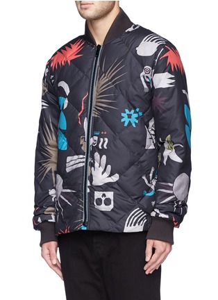 Front View - Click To Enlarge - PS PAUL SMITH - Tribal print quilted down bomber jacket