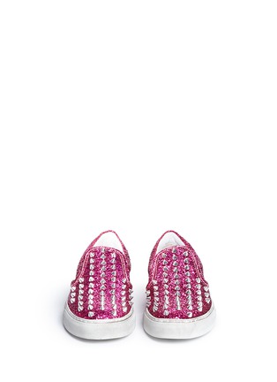 Figure View - Click To Enlarge - GIENCHI - Spike glitter leather slip-ons