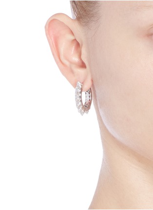 Figure View - Click To Enlarge - EDDIE BORGO - Pavé crystal stud hoop earrings