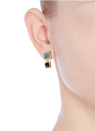 Figure View - Click To Enlarge - EDDIE BORGO - Gemstone pyramid drop earrings