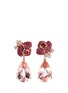 Main View - Click To Enlarge - ANYALLERIE - Rose' diamond morganite ruby 18k rose gold mismatched earrings