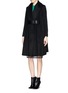 Figure View - Click To Enlarge - MO&CO. EDITION 10 - Wide shawl lapel felt coat with belt