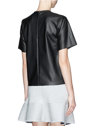Back View - Click To Enlarge - MO&CO. EDITION 10 - Velvet flock patchwork faux leather T-shirt