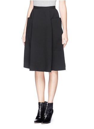 Front View - Click To Enlarge - MO&CO. EDITION 10 - Oversized pocket A-line rib skirt