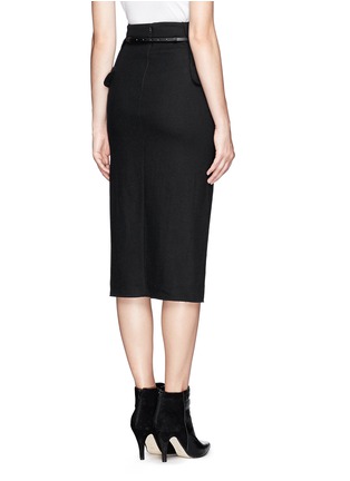 Back View - Click To Enlarge - MO&CO. EDITION 10 - Front slit wool felt pencil skirt