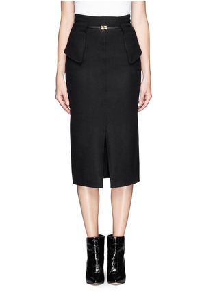 Main View - Click To Enlarge - MO&CO. EDITION 10 - Front slit wool felt pencil skirt