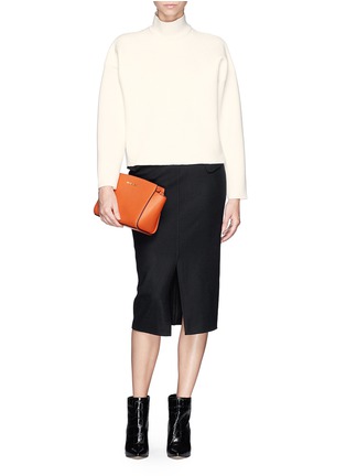Figure View - Click To Enlarge - MO&CO. EDITION 10 - Front slit wool felt pencil skirt
