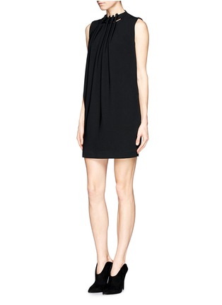 Figure View - Click To Enlarge - MO&CO. EDITION 10 - Neck cuff ruche crepe dress
