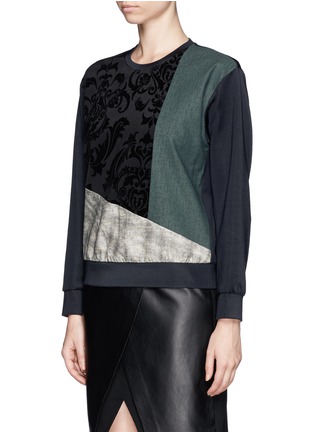 Front View - Click To Enlarge - MO&CO. EDITION 10 - Velvet Flock patchwork Sweatshirt