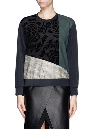 Main View - Click To Enlarge - MO&CO. EDITION 10 - Velvet Flock patchwork Sweatshirt