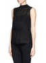 Front View - Click To Enlarge - MO&CO. EDITION 10 - Texture front sheer sleeveless blouse