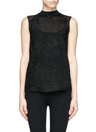 Main View - Click To Enlarge - MO&CO. EDITION 10 - Texture front sheer sleeveless blouse