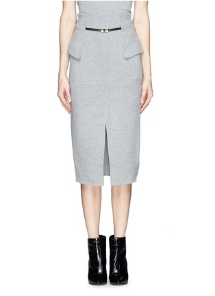 Main View - Click To Enlarge - MO&CO. EDITION 10 - Side flap felt pencil skirt with belt