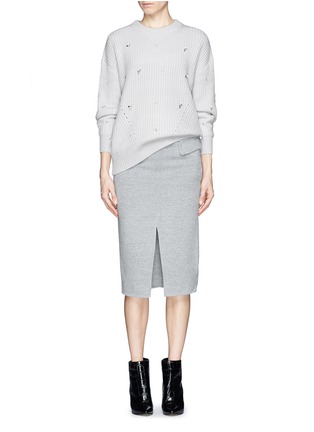 Figure View - Click To Enlarge - MO&CO. EDITION 10 - Side flap felt pencil skirt with belt