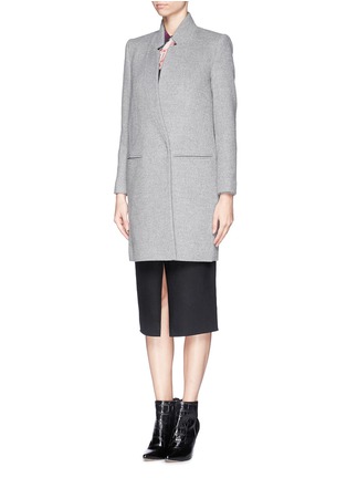 Front View - Click To Enlarge - MO&CO. EDITION 10 - Felt wool blend tailored coat