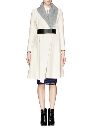 Main View - Click To Enlarge - MO&CO. EDITION 10 - Wide shawl lapel felt coat with belt