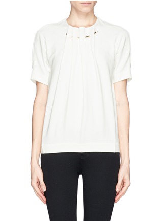 Main View - Click To Enlarge - MO&CO. EDITION 10 - Ruche neckline crepe top