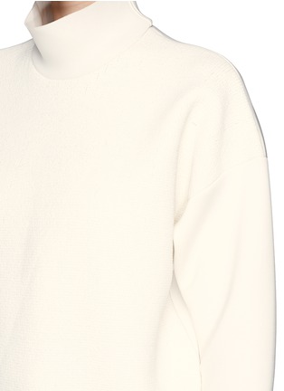 Detail View - Click To Enlarge - MO&CO. EDITION 10 - Coated knit front scuba jersey sweatshirt