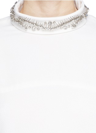 Detail View - Click To Enlarge - MO&CO. EDITION 10 - Jewelled collar cloqué tunic