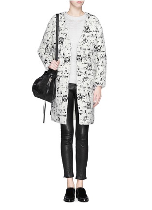Figure View - Click To Enlarge - MO&CO. EDITION 10 - Abstract tweed wool blend cocoon coat