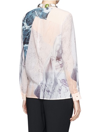 Back View - Click To Enlarge - MO&CO. EDITION 10 - Jewel neckline sheer marble print shirt