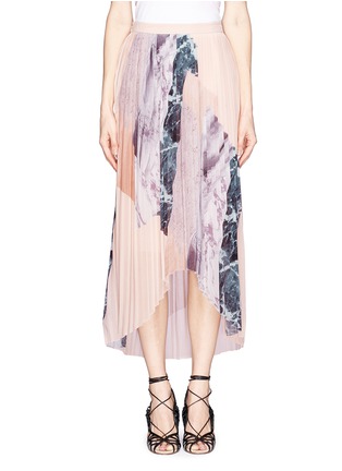 Main View - Click To Enlarge - MO&CO. EDITION 10 - Plissé pleat marble print skirt