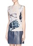 Front View - Click To Enlarge - MO&CO. EDITION 10 - Marble print jewel cap sleeve T-shirt