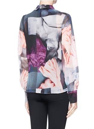 Back View - Click To Enlarge - MO&CO. EDITION 10 - Fabric print silk blouse