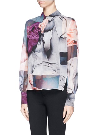 Front View - Click To Enlarge - MO&CO. EDITION 10 - Fabric print silk blouse
