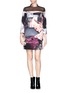 Detail View - Click To Enlarge - MO&CO. EDITION 10 - Abstract floral duchesse sheer panel dress