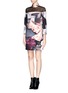 Figure View - Click To Enlarge - MO&CO. EDITION 10 - Abstract floral duchesse sheer panel dress