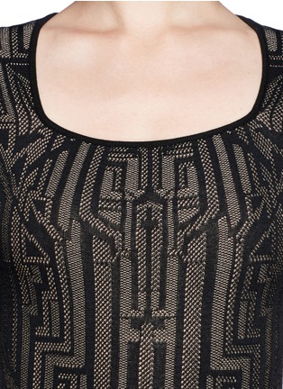 Detail View - Click To Enlarge - RVN - 'Modern Lace' jacquard flare dress