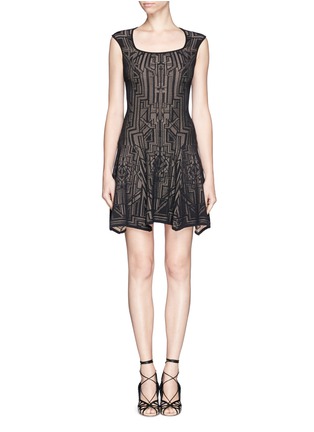 Main View - Click To Enlarge - RVN - 'Modern Lace' jacquard flare dress