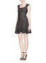 Figure View - Click To Enlarge - RVN - 'Modern Lace' jacquard flare dress