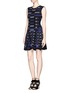 Figure View - Click To Enlarge - RVN - 'Mondrian' jacquard flare dress