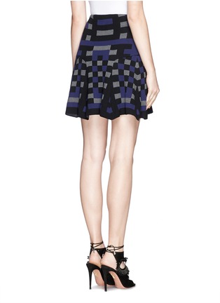 Back View - Click To Enlarge - RVN - 'Mondrian' jacquard flare skirt