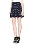 Front View - Click To Enlarge - RVN - 'Mondrian' jacquard flare skirt