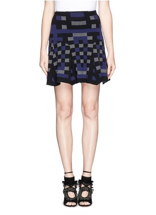 Main View - Click To Enlarge - RVN - 'Mondrian' jacquard flare skirt