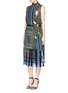 Figure View - Click To Enlarge - SACAI - Tartan dot print plissé pleat chiffon dress