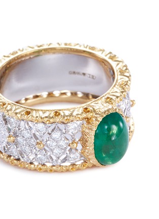 Detail View - Click To Enlarge - BUCCELLATI - Diamond emerald 18k gold lattice ring