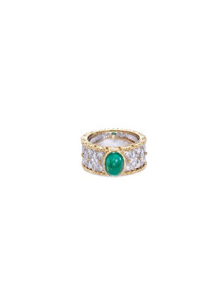 Main View - Click To Enlarge - BUCCELLATI - Diamond emerald 18k gold lattice ring