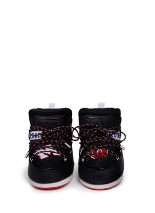 Front View - Click To Enlarge - MSGM - x Moon Boot® 'Buzz' embroidered graphic patch boots