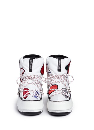 Front View - Click To Enlarge - MSGM - x Moon Boot® 'Low' embroidered graphic patch boots