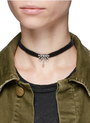Figure View - Click To Enlarge - DANNIJO - 'Dena' Swarovski crystal velvet choker necklace