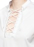 Detail View - Click To Enlarge - NEIL BARRETT - Ruffle trim lace-up poplin shirt
