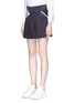 Front View - Click To Enlarge - NEIL BARRETT - Colourblock stripe pleated mini skirt