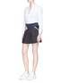 Figure View - Click To Enlarge - NEIL BARRETT - Colourblock stripe pleated mini skirt