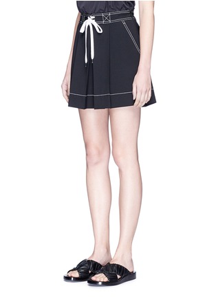Front View - Click To Enlarge - ALEXANDER WANG - Mock drawstring pleated twill shorts