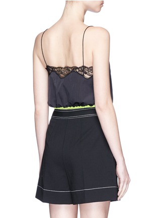 Back View - Click To Enlarge - ALEXANDER WANG - Drawcord hem lace trim cropped windbreaker camisole